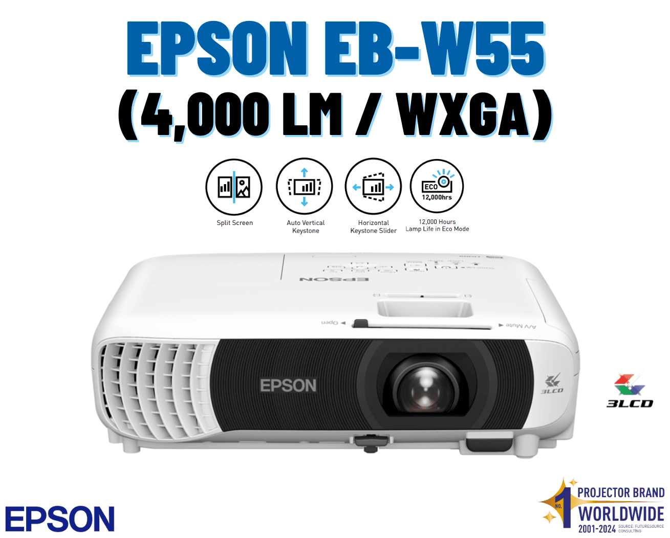 Epson EB-W55 Projector 4000 Lumens — image 2