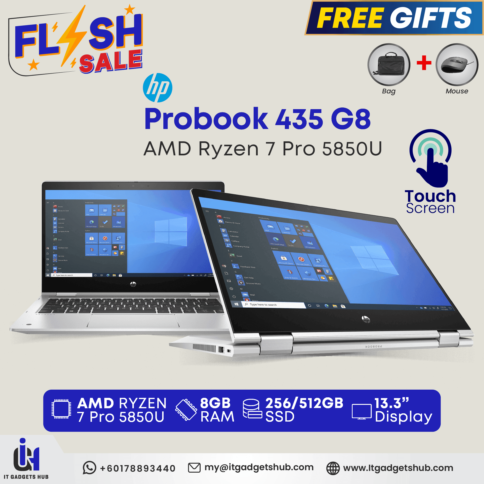 HP ProBook 435 G8 x360 AMD Ryzen 7 16GB RAM 512GB SSD 2-in-1 Convertible Laptop — image 2