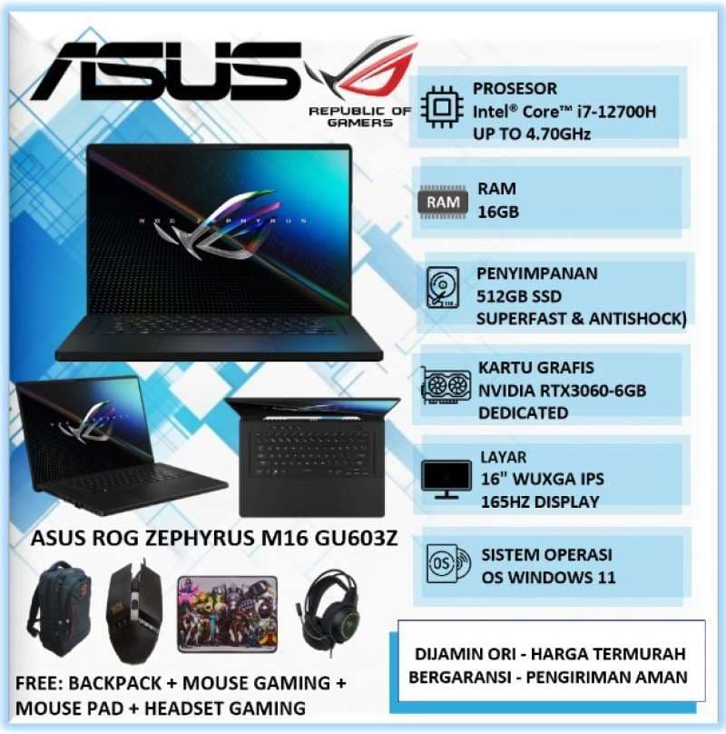 ASUS ROG Zephyrus M16 (GU603Z) Core i7 (12700H) 16GB 512GB SSD 6GB RTX 3060 Windows 11 16-inch — image 1