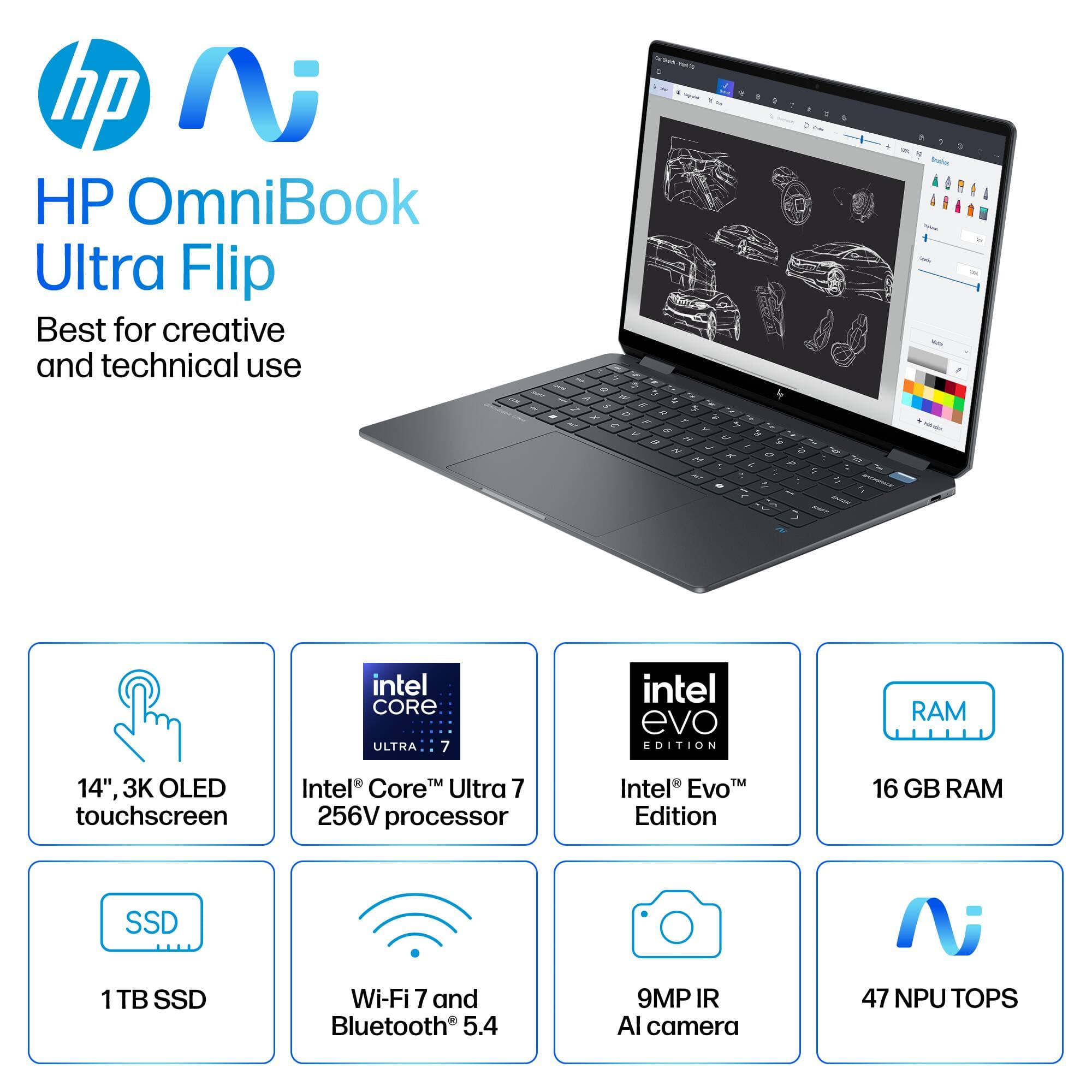 HP OmniBook X Flip 14 Core Ultra 7 16GB 1TB SSD 15th Gen 2-in-1 Laptop — image 2