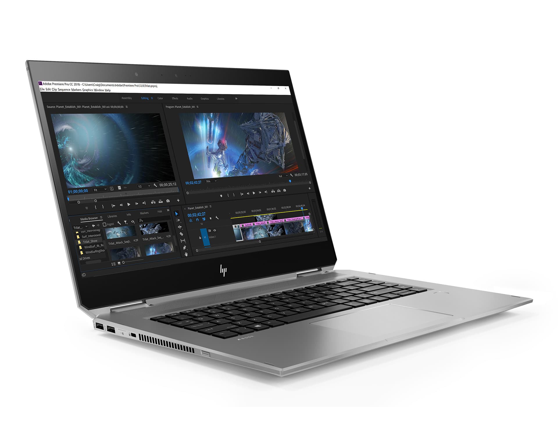 HP ZBook Studio x360 G5 Core i9 9th Generation 16GB RAM 256GB SSD Touchscreen Nvidia Quadro P2000 4GB Mobile Workstation, Ex-UK