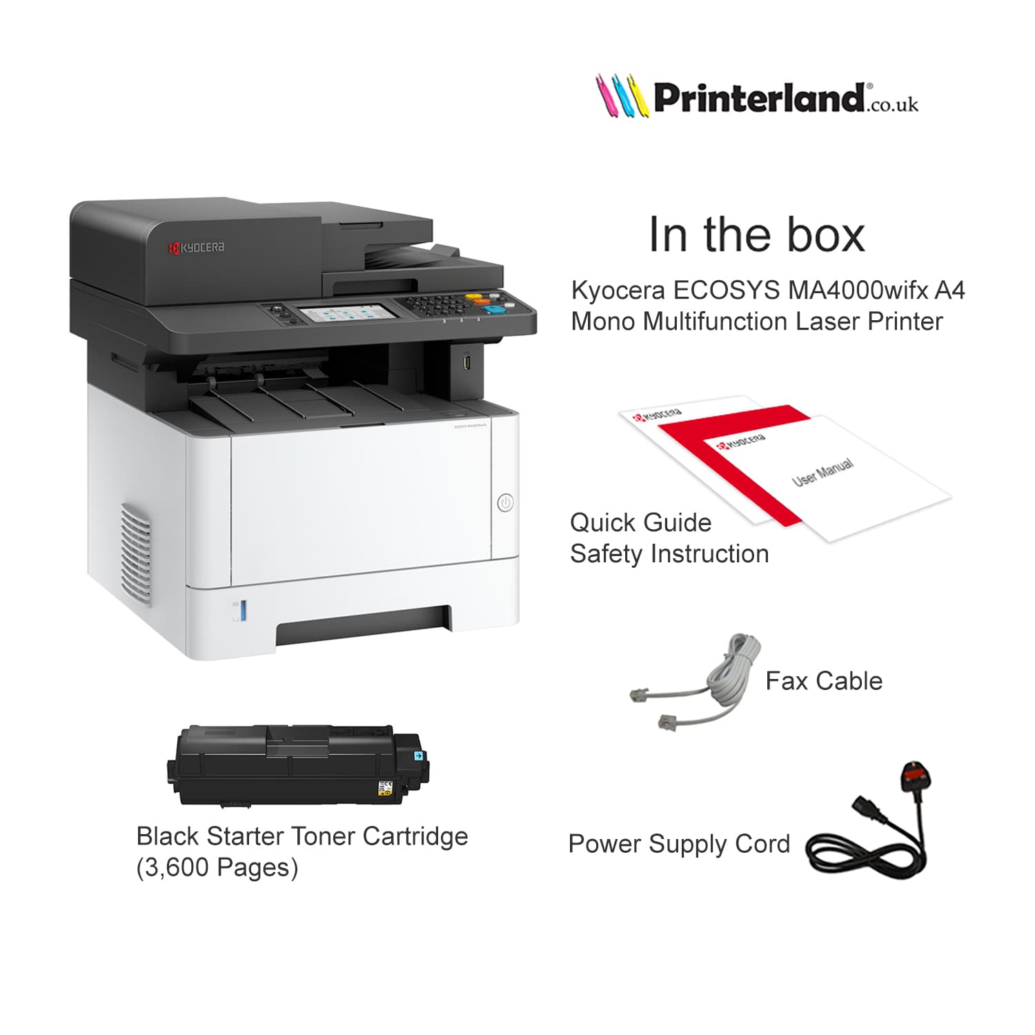 Kyocera Ecosys MA4000WIFX A4 Colour Wi-Fi Duplex Fax All-in-One Laser Printer — image 2